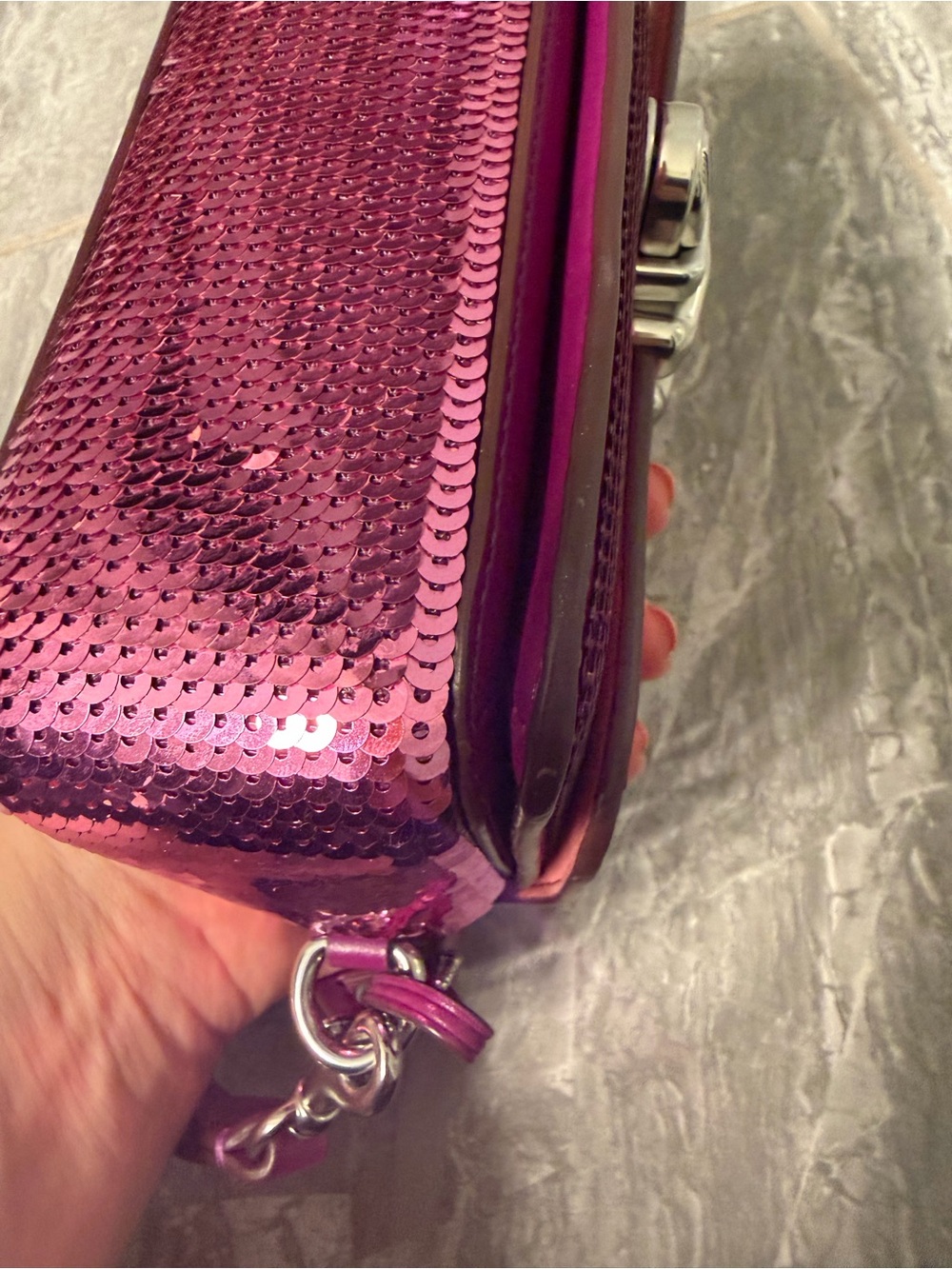Coach Studio Baguette Pink Sequin Shoulder & Crossbody Bag - Picture 10 of 12
